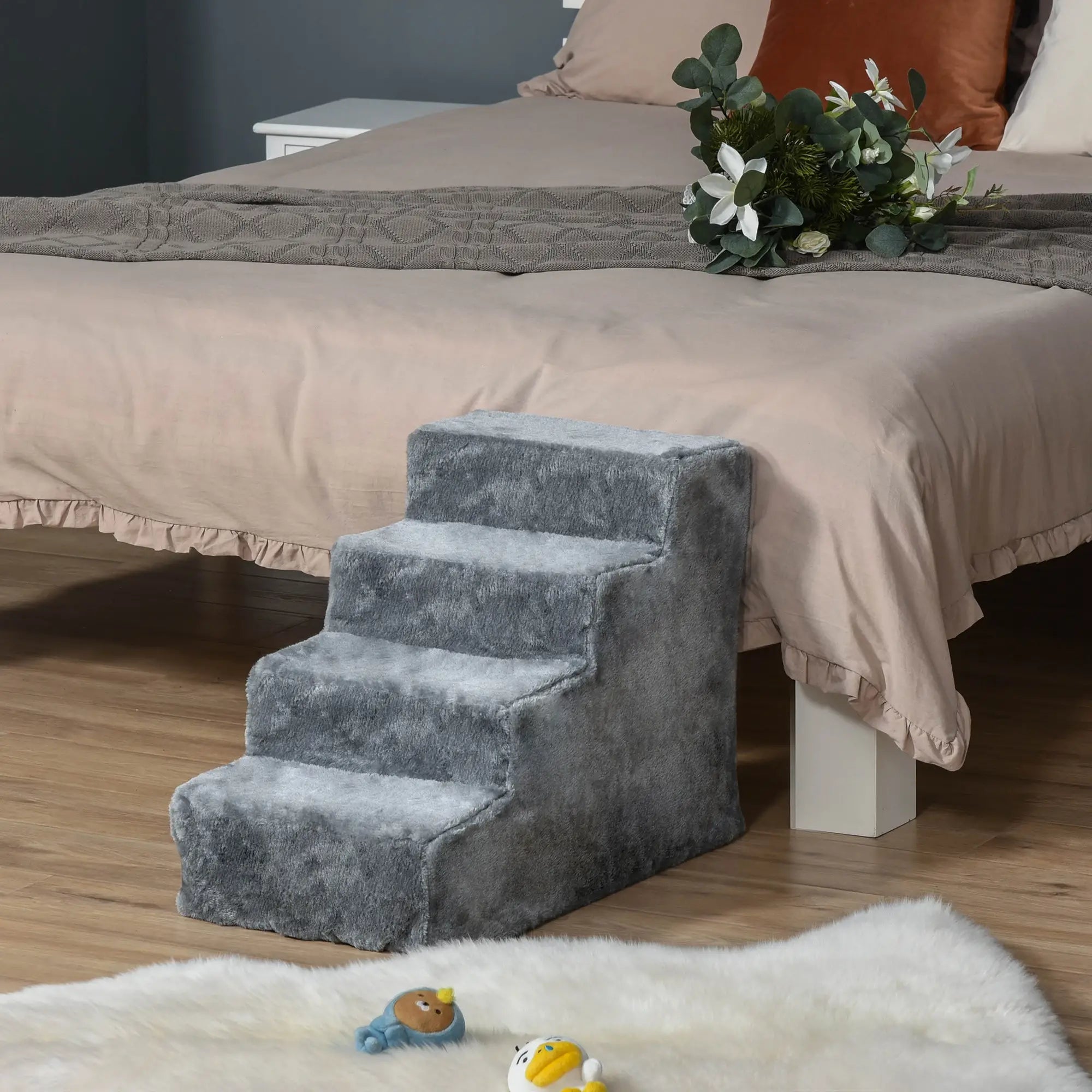 4-Step Dog Ramp for Sofa, Bed, Couch, Removable Cover, Light Grey Dog Stairs at Gallery Canada