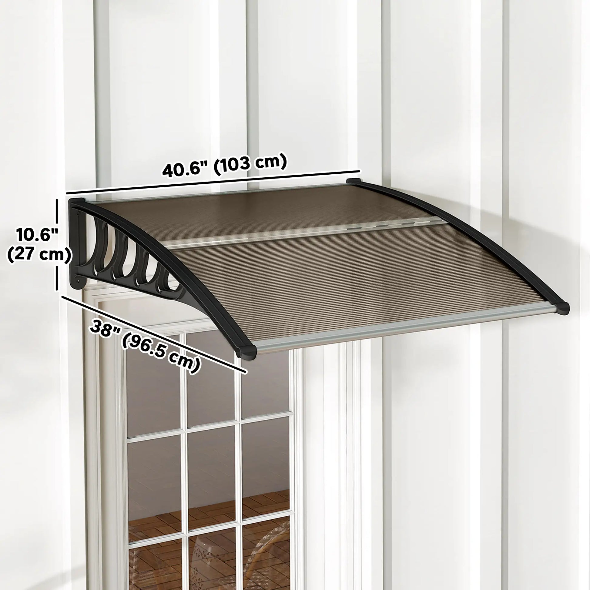 40.6" x 38" Polycarbonate Awning Door Canopy, UV Protection, Brown Door Awnings at Gallery Canada