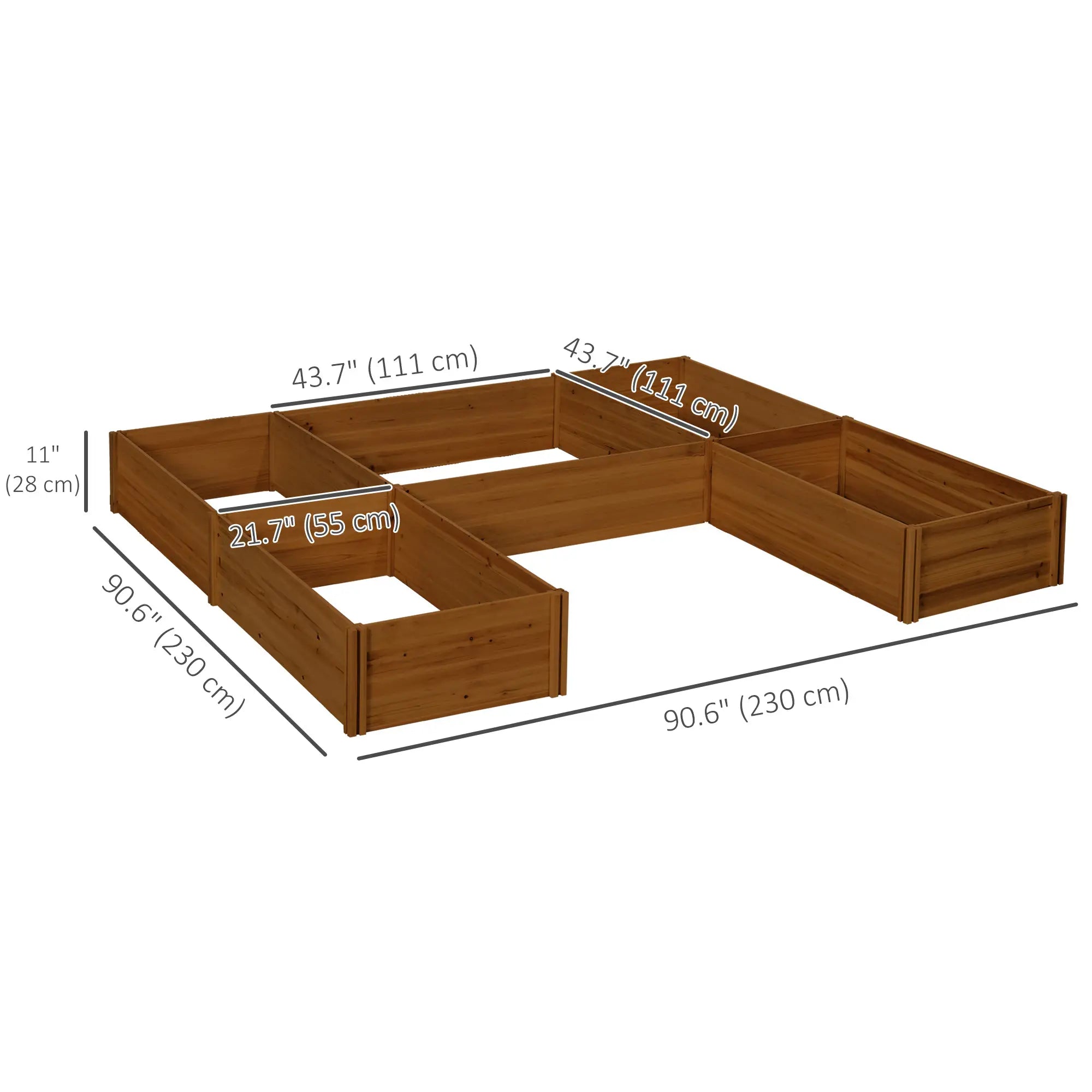 DIY 5-Box Garden Planter, Open Bottom, Outdoor, Brown Raised Garden Beds at Gallery Canada
