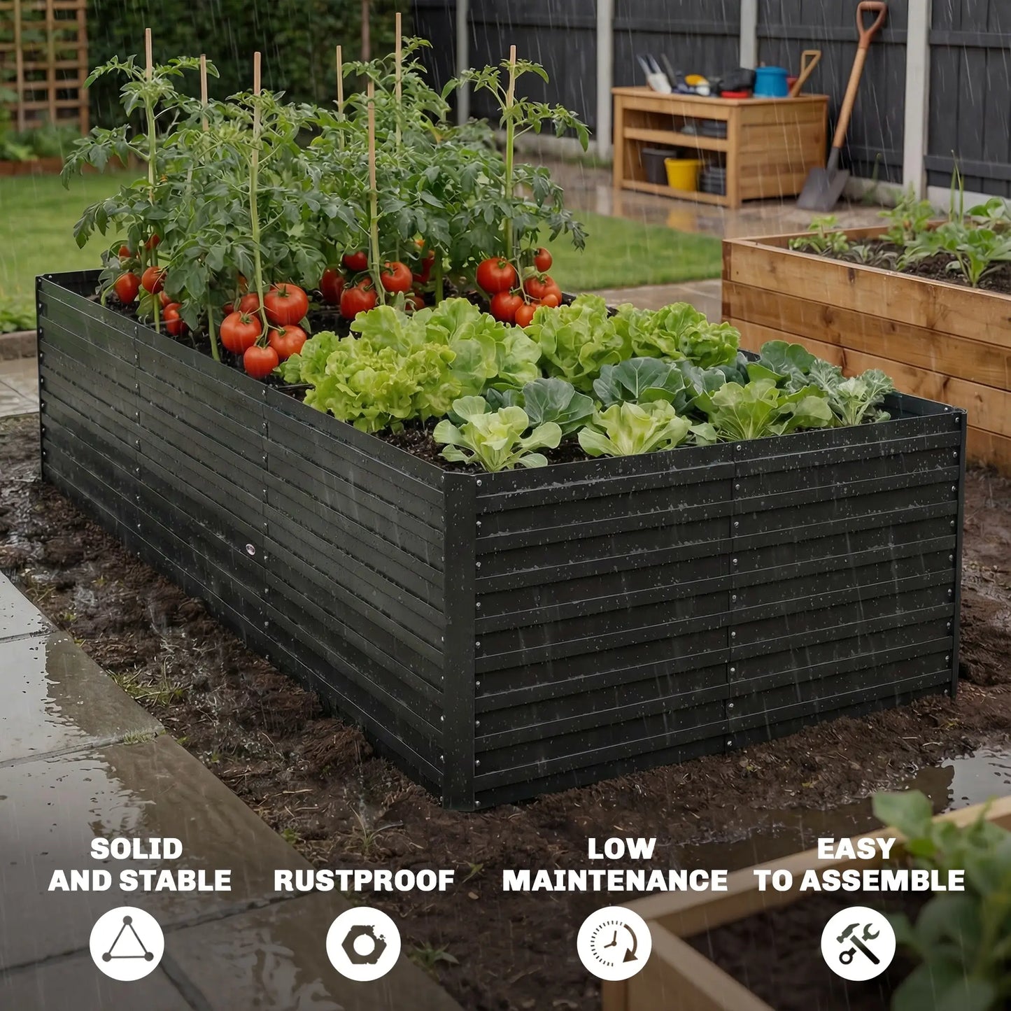 8' x 4' x 2' Raised Garden Bed, Galvanized Planter Box, Black Galvanized Planter Boxes at Gallery Canada