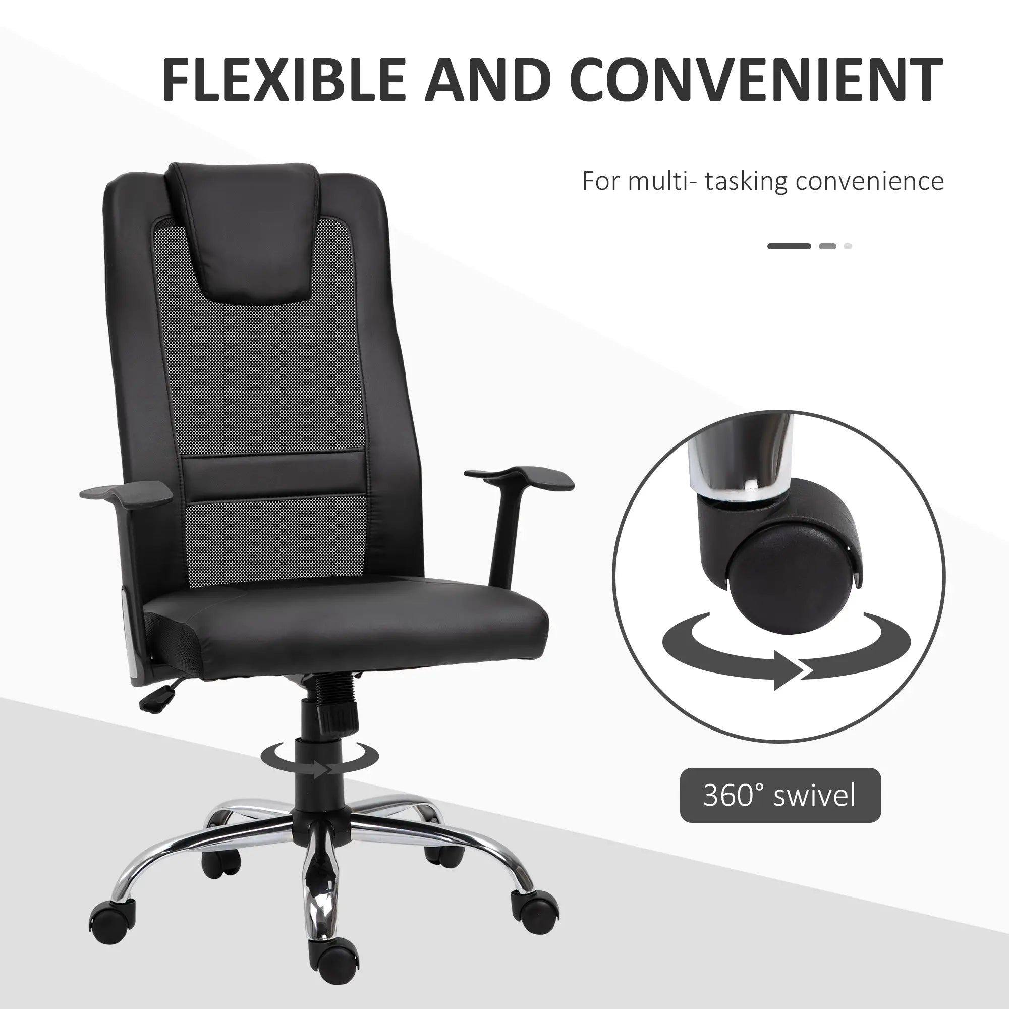 Ergonomic Office Chair, Thick Padded Headrest, Mesh Desk Chair, Tilt Function, Armrest, Black Task Chairs at Gallery Canada
