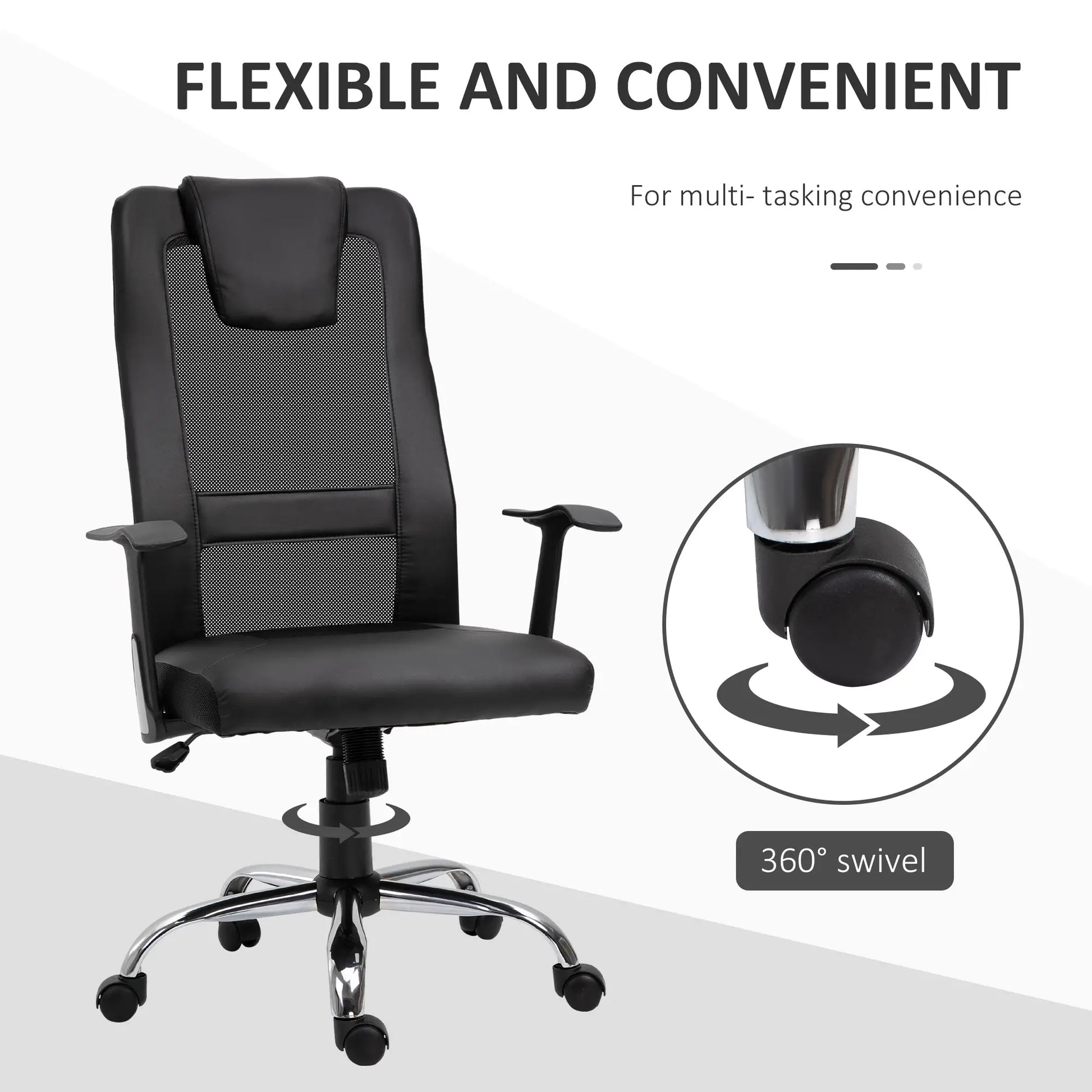 Ergonomic Office Chair, Thick Padded Headrest, Mesh Desk Chair, Tilt Function, Armrest, Black Task Chairs at Gallery Canada