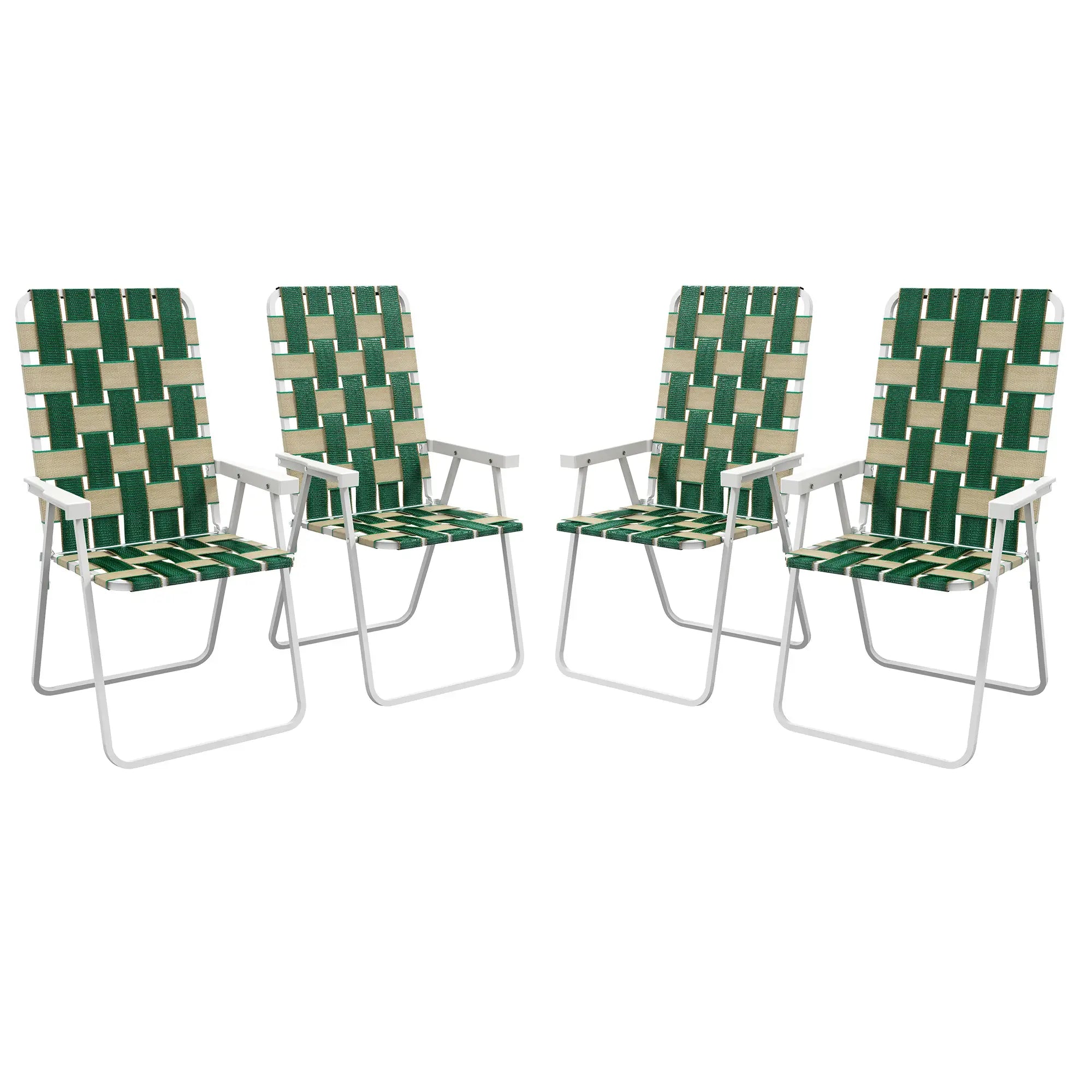 Folding Patio Chairs Set, 4 Pack With Armrests, Green Patio Chairs Green, White at Gallery Canada