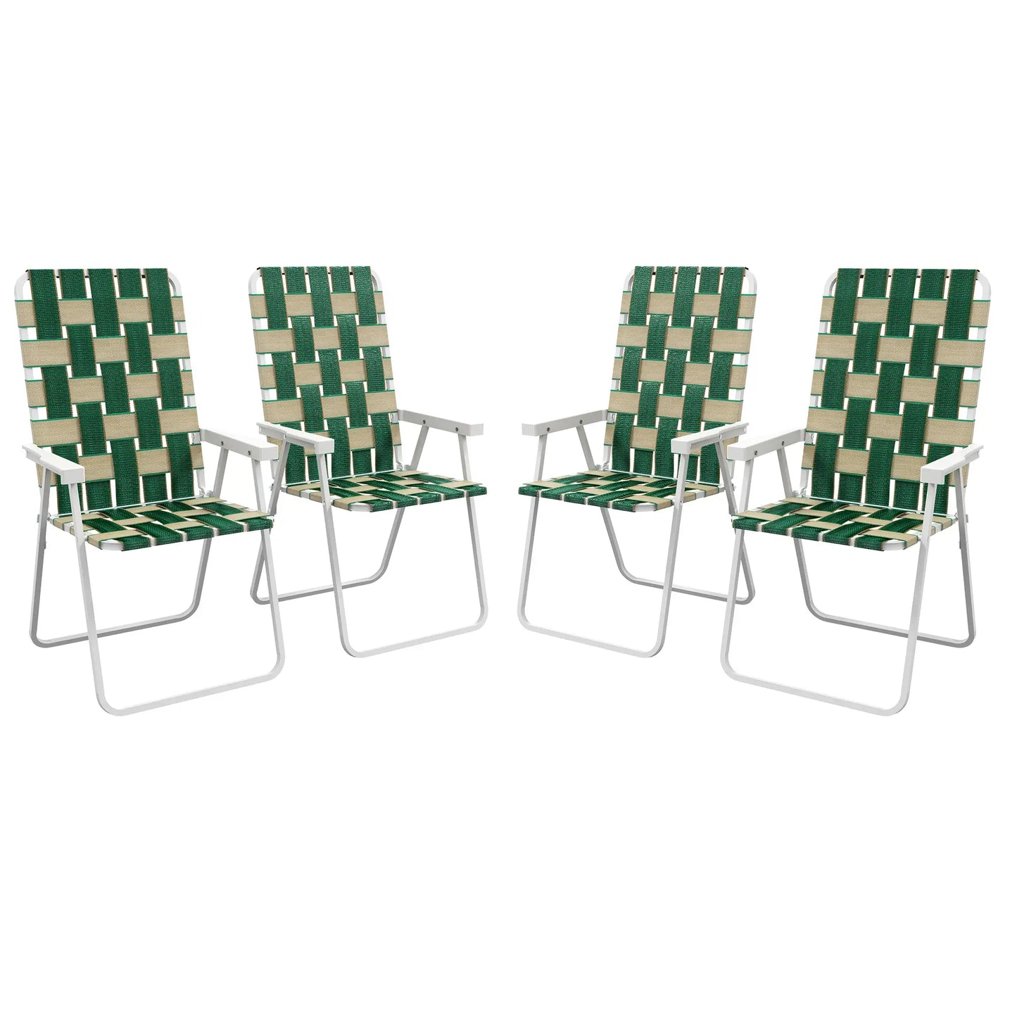 Folding Patio Chairs Set, 4 Pack With Armrests, Green Patio Chairs Green, White at Gallery Canada