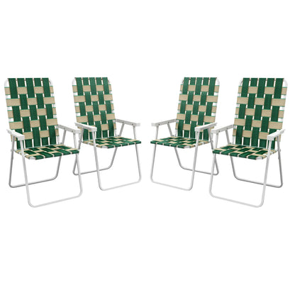 Folding Patio Chairs Set, 4 Pack With Armrests, Green Patio Chairs Green, White at Gallery Canada