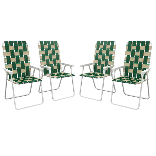 Folding Patio Chairs Set, 4 Pack With Armrests, Green Patio Chairs Green, White at Gallery Canada