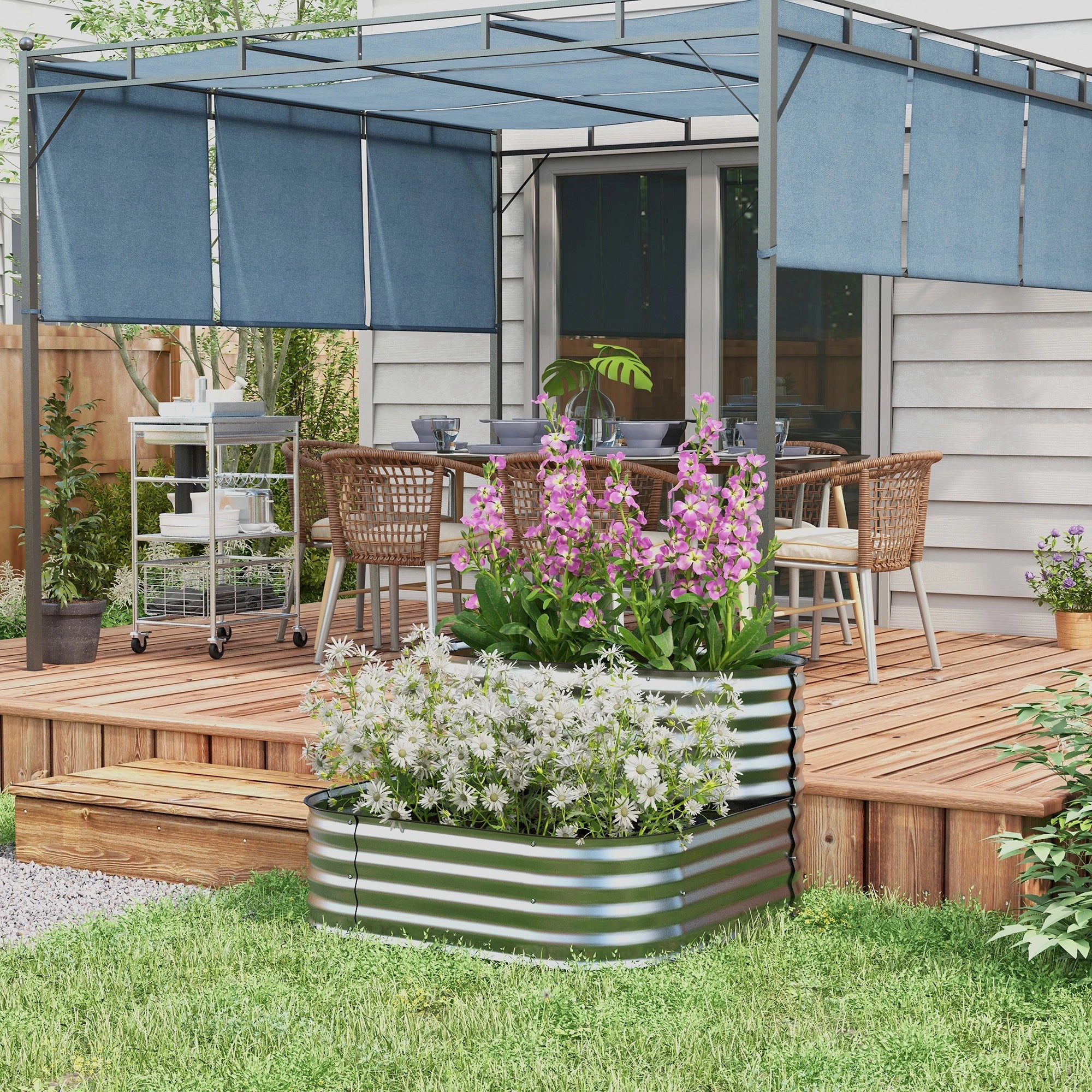 3.4'x3.4'x1' Outdoor Raised Garden Bed, 2-Tier Planter Box, Galvanized Galvanized Planter Boxes at Gallery Canada