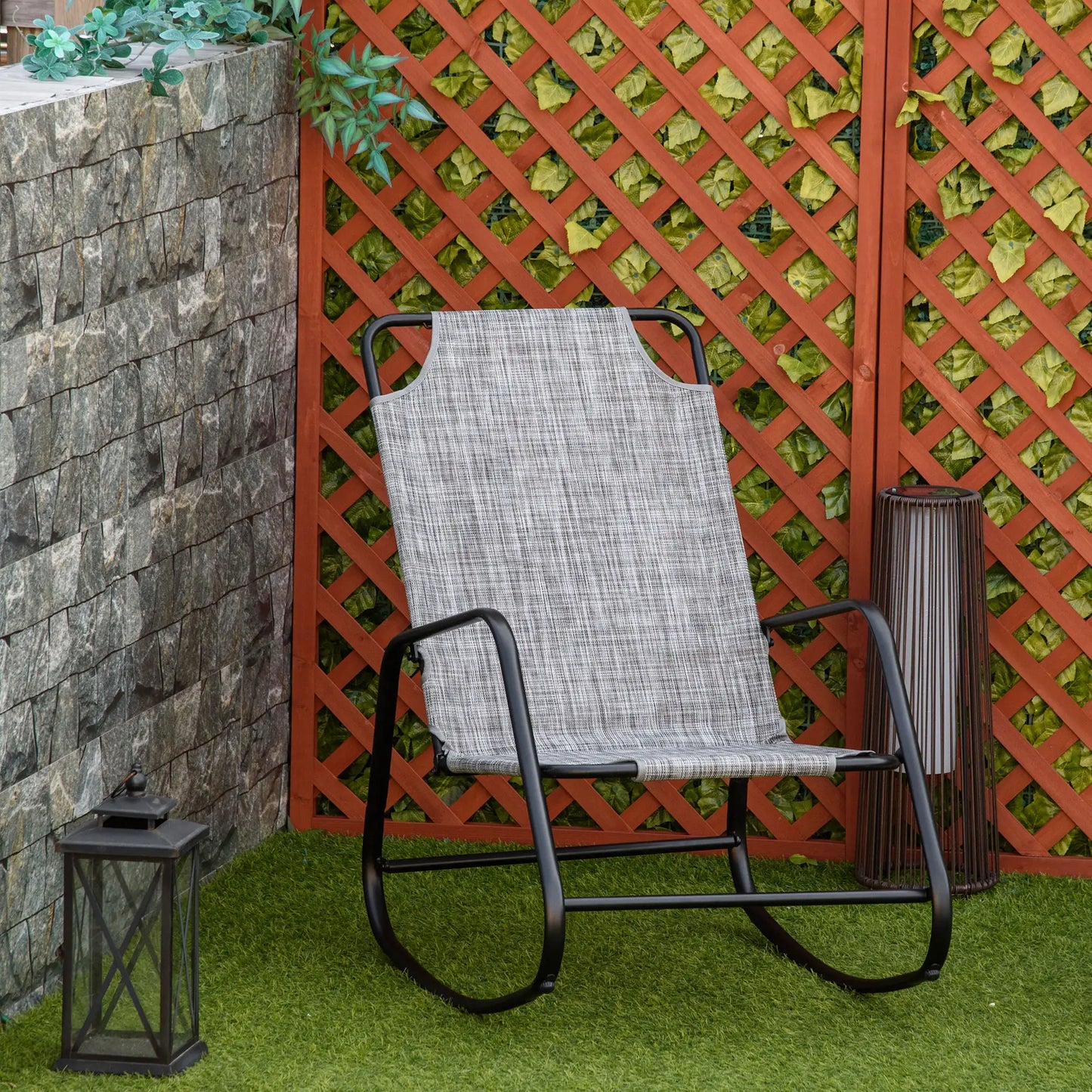 Garden Rocking Chair, Outdoor Indoor Texteline Rocker, Grey Outdoor Rocking Chairs at Gallery Canada