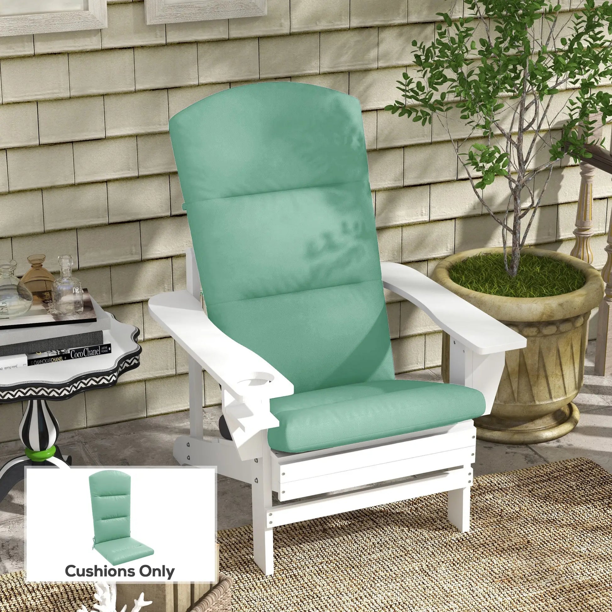 Adirondack Chair Cushion, with Back and Ties, Green Patio Chair Cushions at Gallery Canada