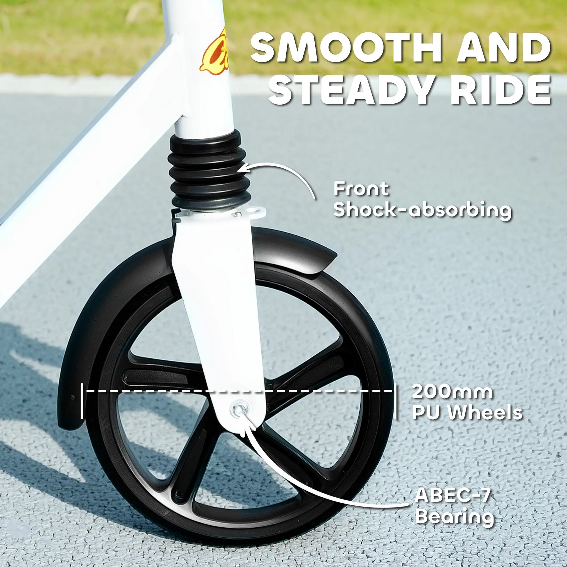 Kids Kick Scooter, Adjustable Height, Rear-Fender Brake, 200mm Wheel, Foldable, White Scooters at Gallery Canada