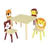 Kids Table And 4 Chairs Set For Art Craft Snack Time, Yellow