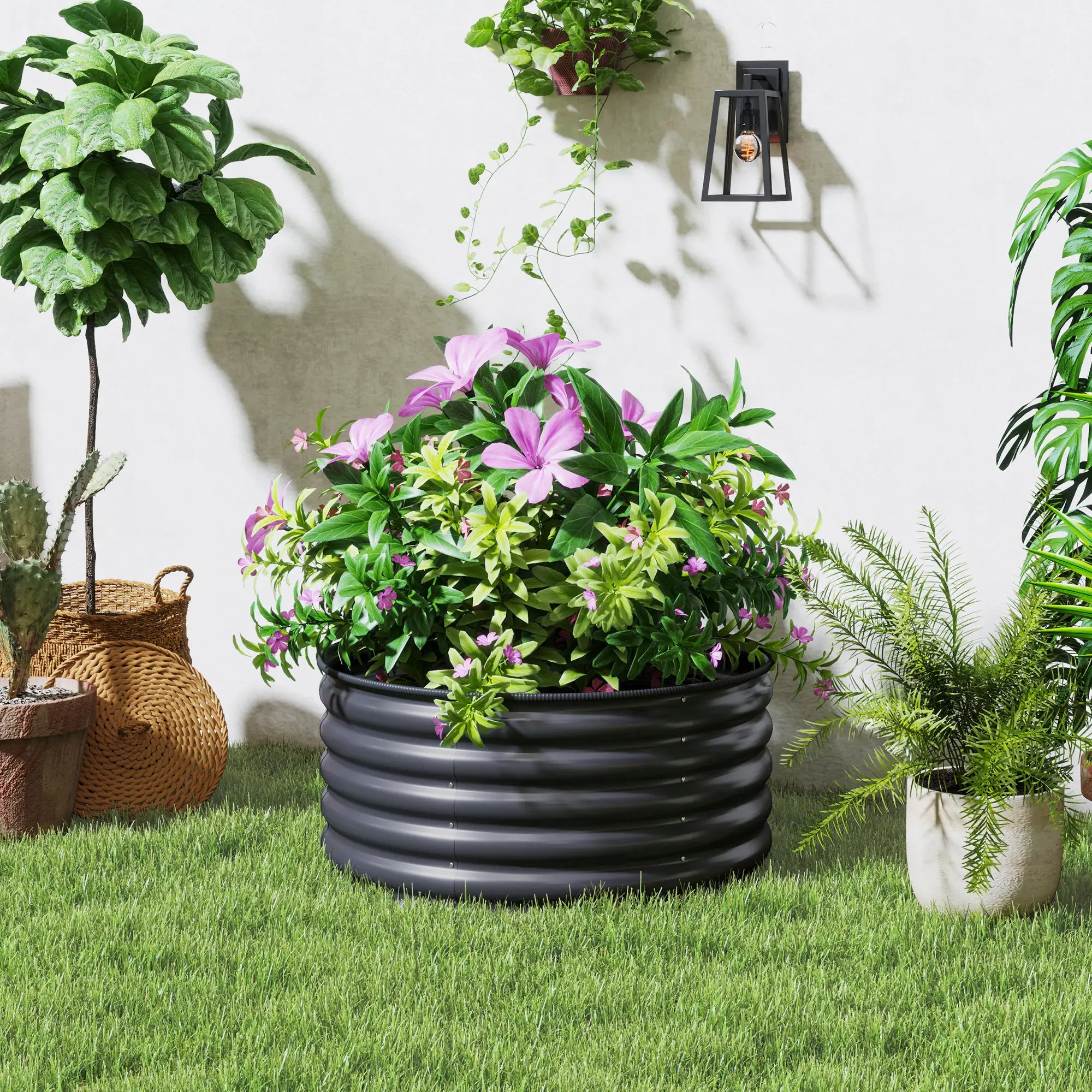 Galvanized Raised Flower Bed, 3x3x1.5 ft, Dark Grey Raised Garden Beds at Gallery Canada