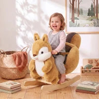 Écureuil cheval à bascule pour tout-petits de 1 à 3 ans, marron