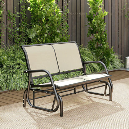 Outdoor Glider Bench 2 Person Patio Chair, Garden Loveseat Swing, Cream White, cream white Outdoor Gliders at Gallery Canada