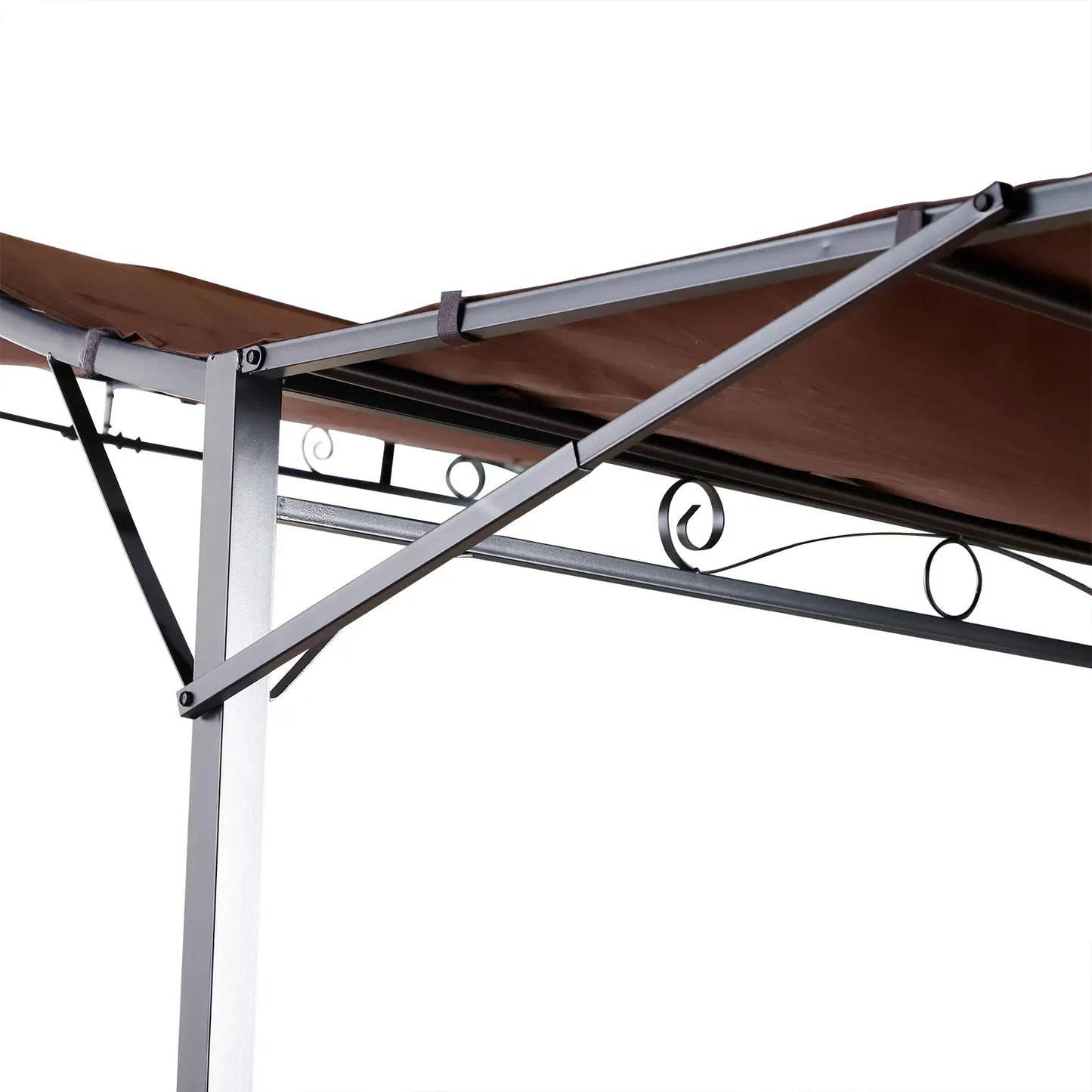 10x8ft Metal Gazebo, Extendable Side Awning, Outdoor Shelter, Brown Pergolas at Gallery Canada