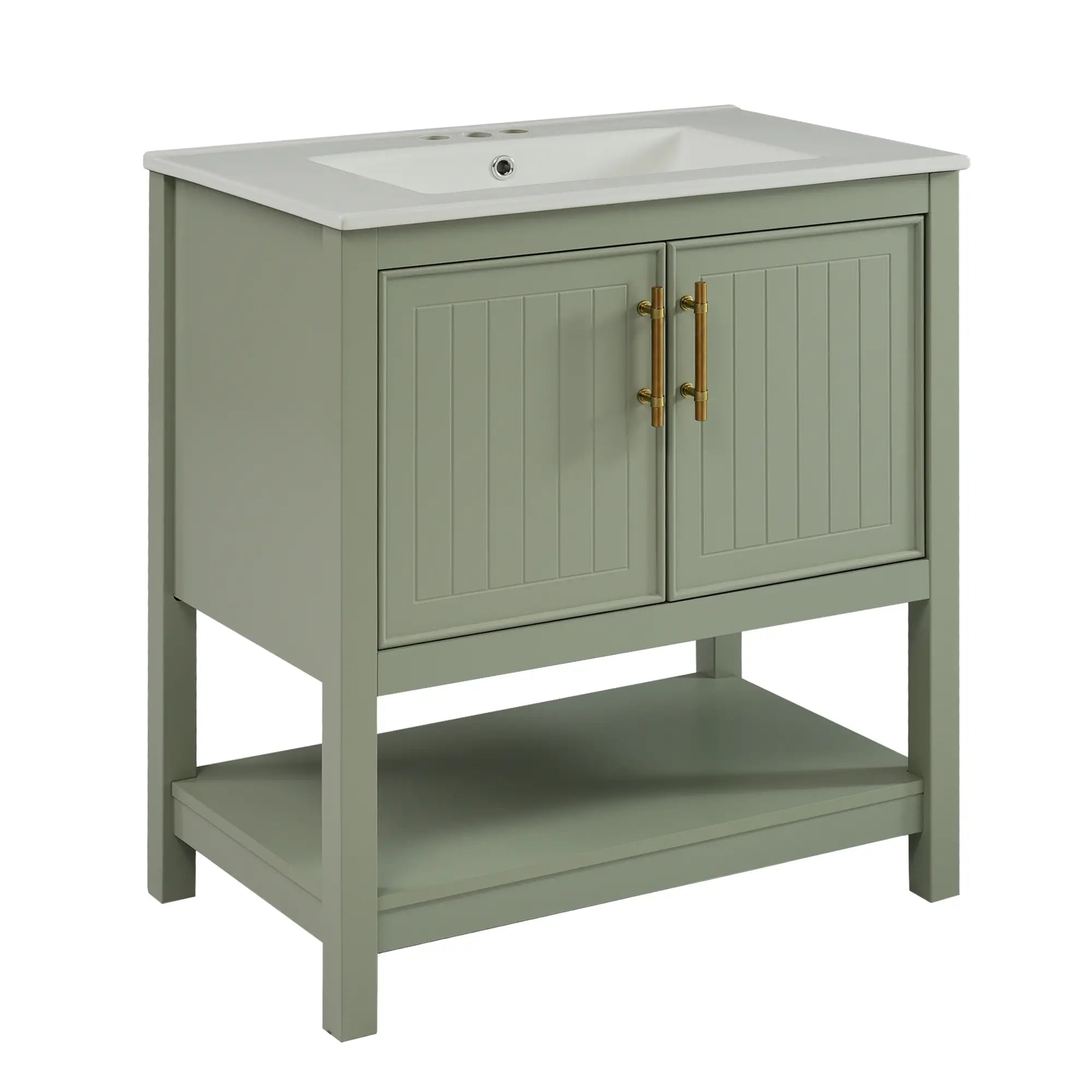 Bathroom Vanity with Ceramic Sink, Soft Close Doors, 30