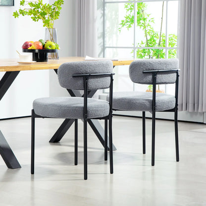 2 Kitchen Chairs, Modern Dining, Berber Fleece Upholstery, Steel Legs, Grey Dining Chairs at Gallery Canada