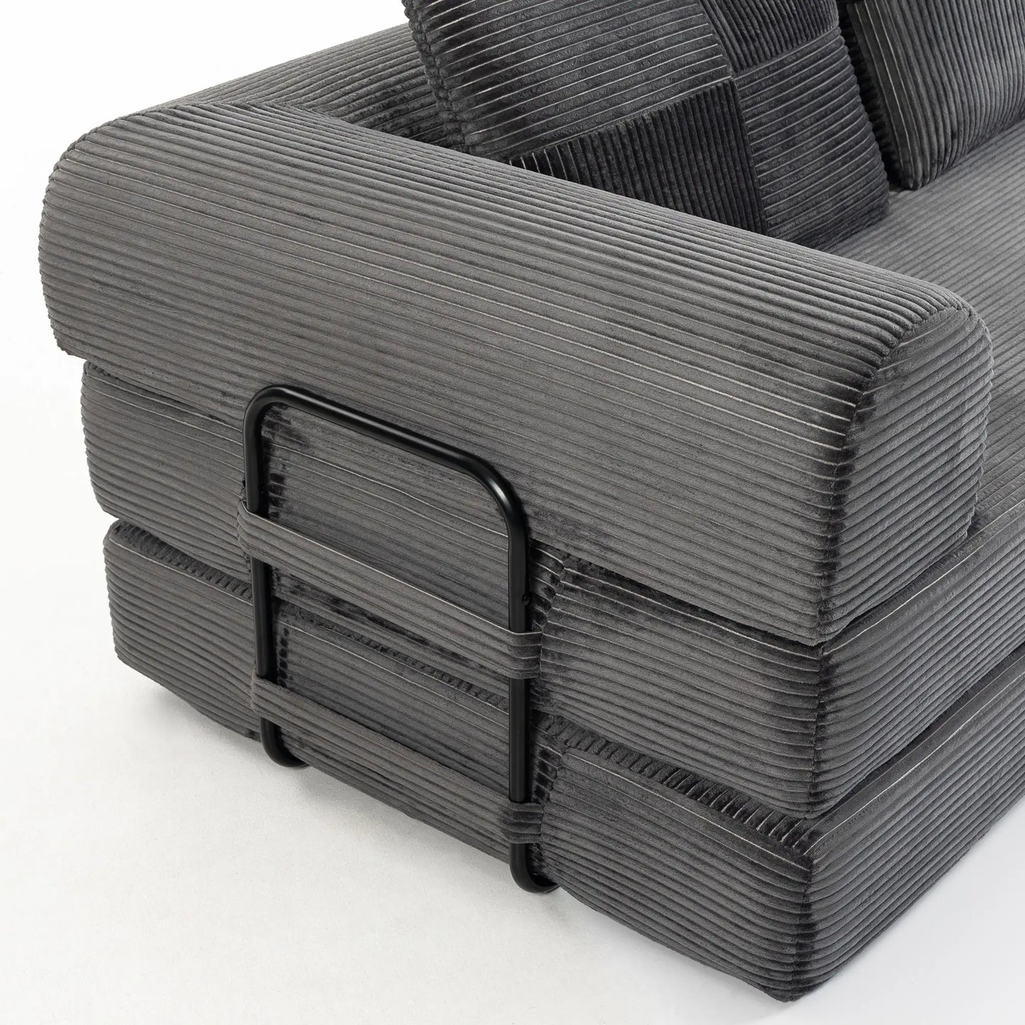 Canapé-lit convertible 5-en-1, causeuse en forme de L, gris foncé, gris foncé