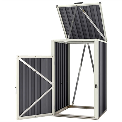 Lockable Outdoor Storage Shed, Single Garbage Bin, Galvanized Frame, Dark Grey Sheds Dark Grey at Gallery Canada