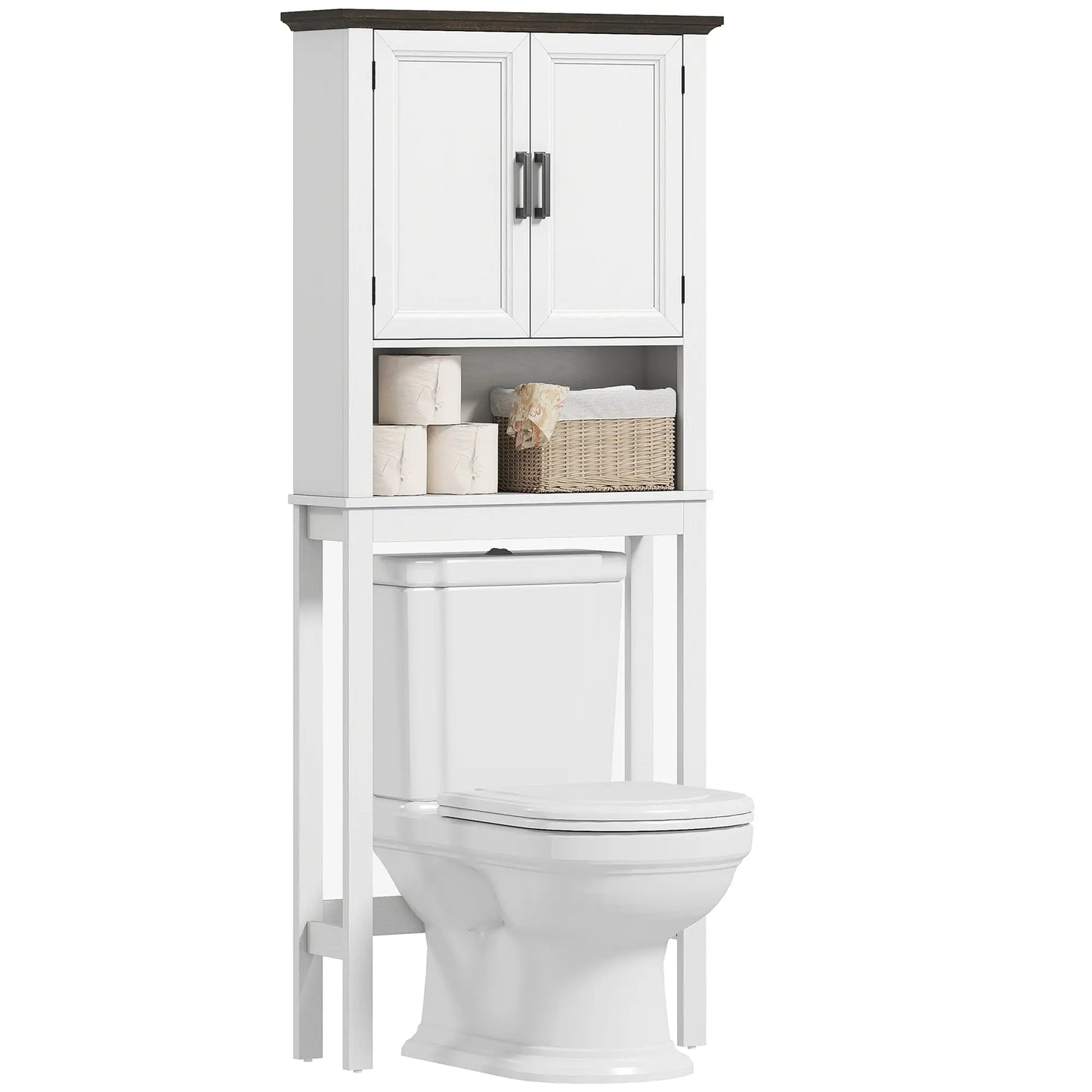 Over The Toilet Storage Cabinet, Open Shelf, Adjustable Bar, White Over The Toilet Storage at Gallery Canada
