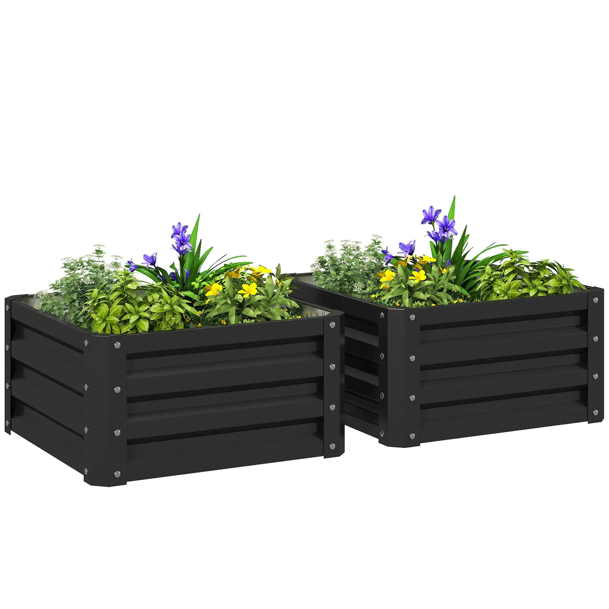 2' x 2' x 1' Raised Garden Bed, Galvanised Steel Frame, Black Galvanized Planter Boxes at Gallery Canada