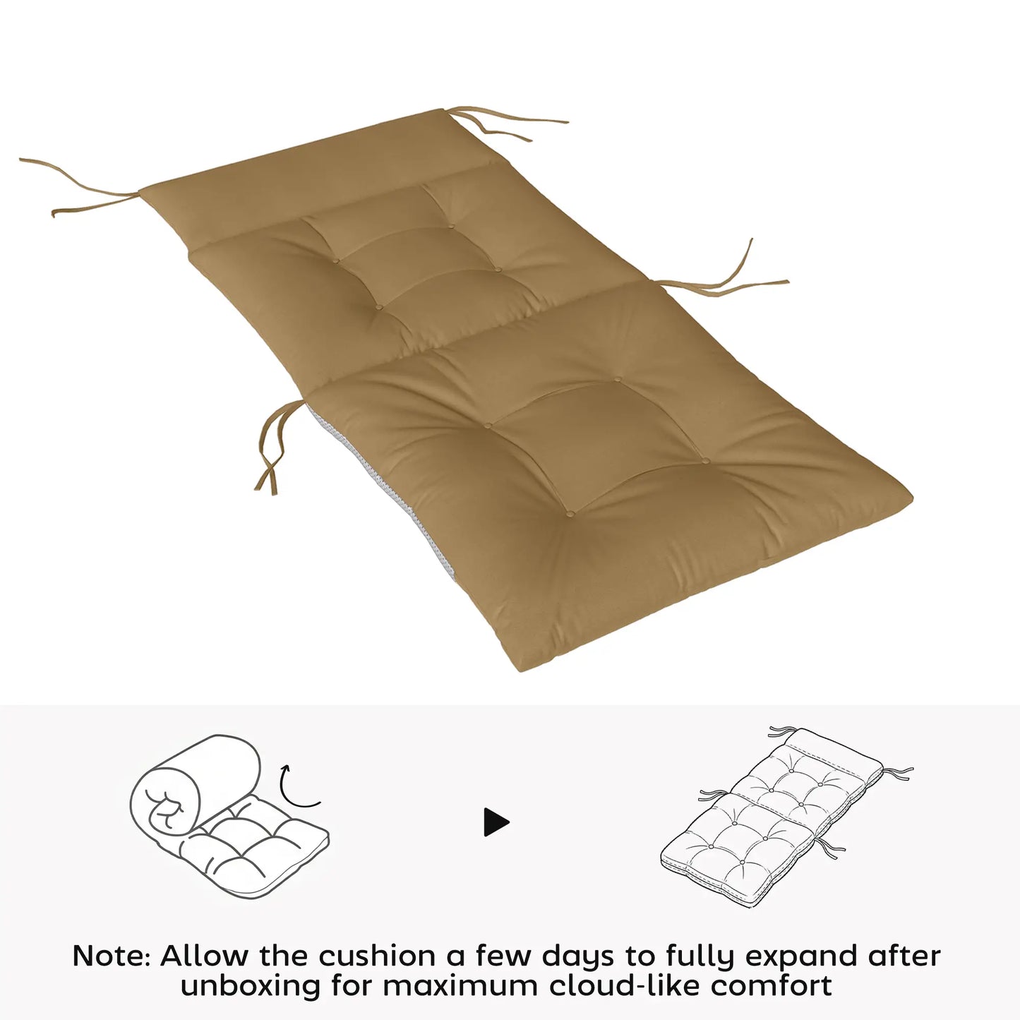 Patio Chair Cushions Set Of 4, Waterproof Non-Slip, 44"x21", Khaki Patio Chair Cushions at Gallery Canada