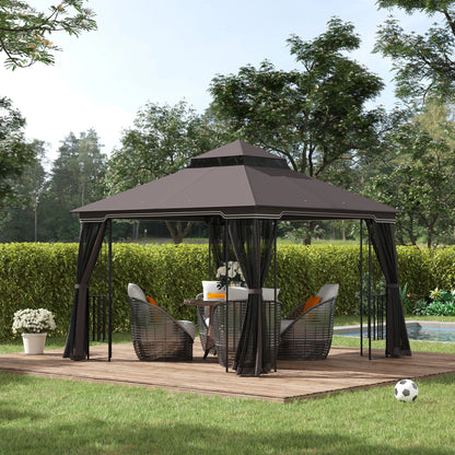 10'x10' Soft-Top Patio Gazebo, Double Tier Roof, Mesh Curtains Gazebos at Gallery Canada