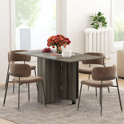 Extendable Dining Table, Collapsible w/ Shelves, Grey Wood Grain, Grey Dining Tables at Gallery Canada