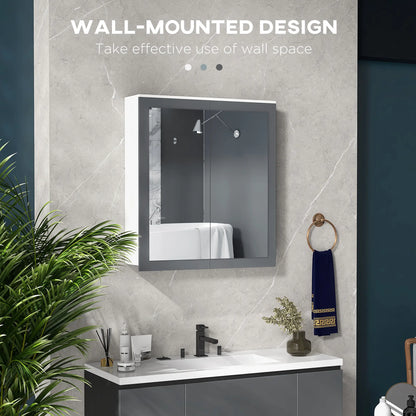 Wall Mounted Medicine Cabinet, Adjustable Shelves, White, Grey Bathroom Cabinets at Gallery Canada