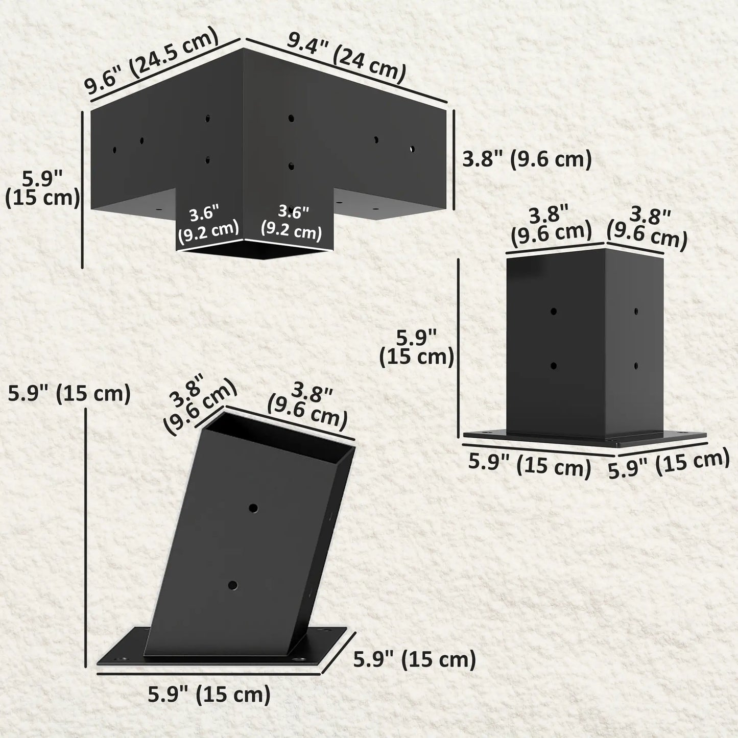 15° Slanted Pergola Bracket Kit, 3.6" X 3.6" Lumber, Black Pergolas at Gallery Canada