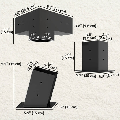 15° Slanted Pergola Bracket Kit, 3.6" X 3.6" Lumber, Black Pergolas at Gallery Canada