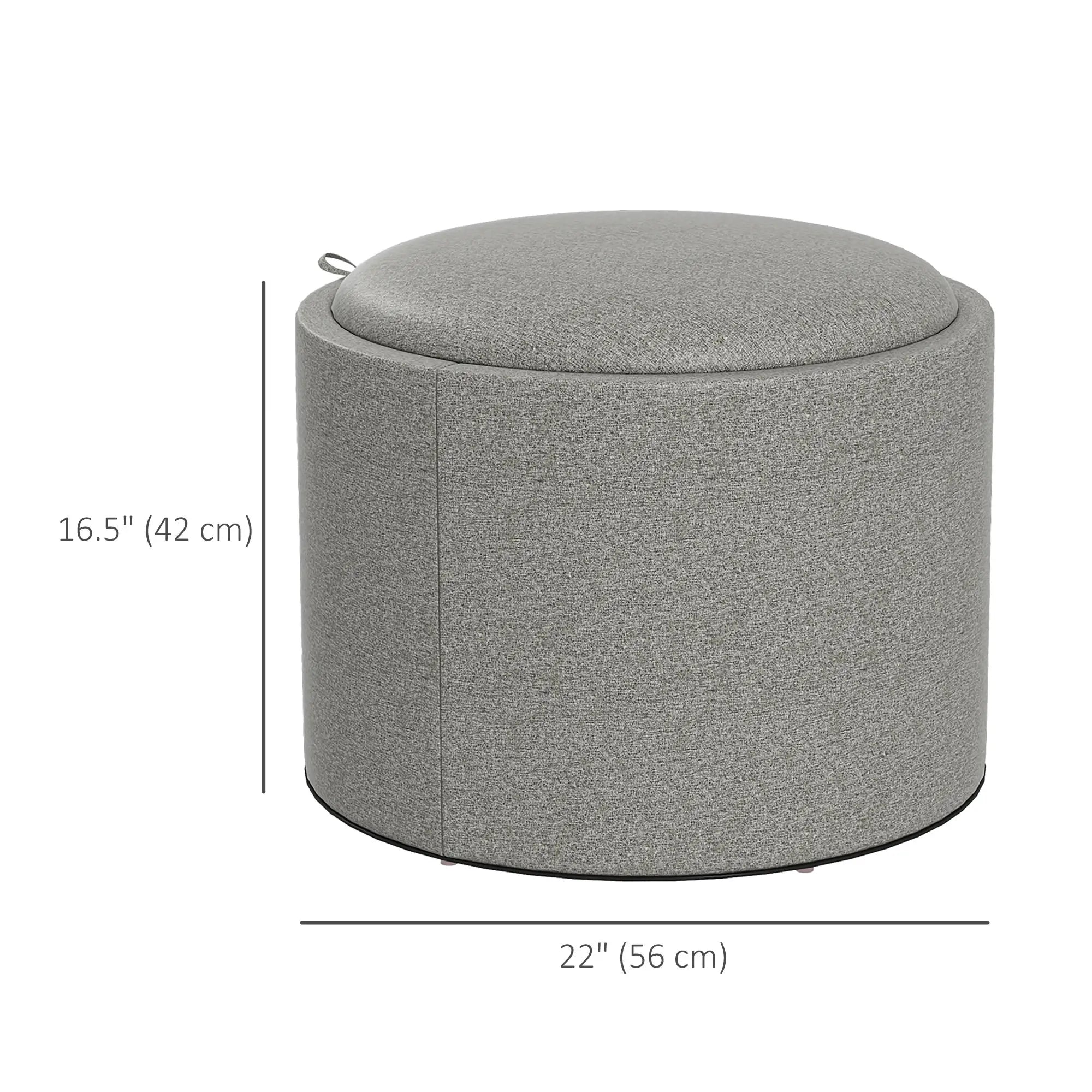 Round Coffee Table, Hidden Storage, Tray Top, Upholstered Footrest, Linen Coffee Tables at Gallery Canada