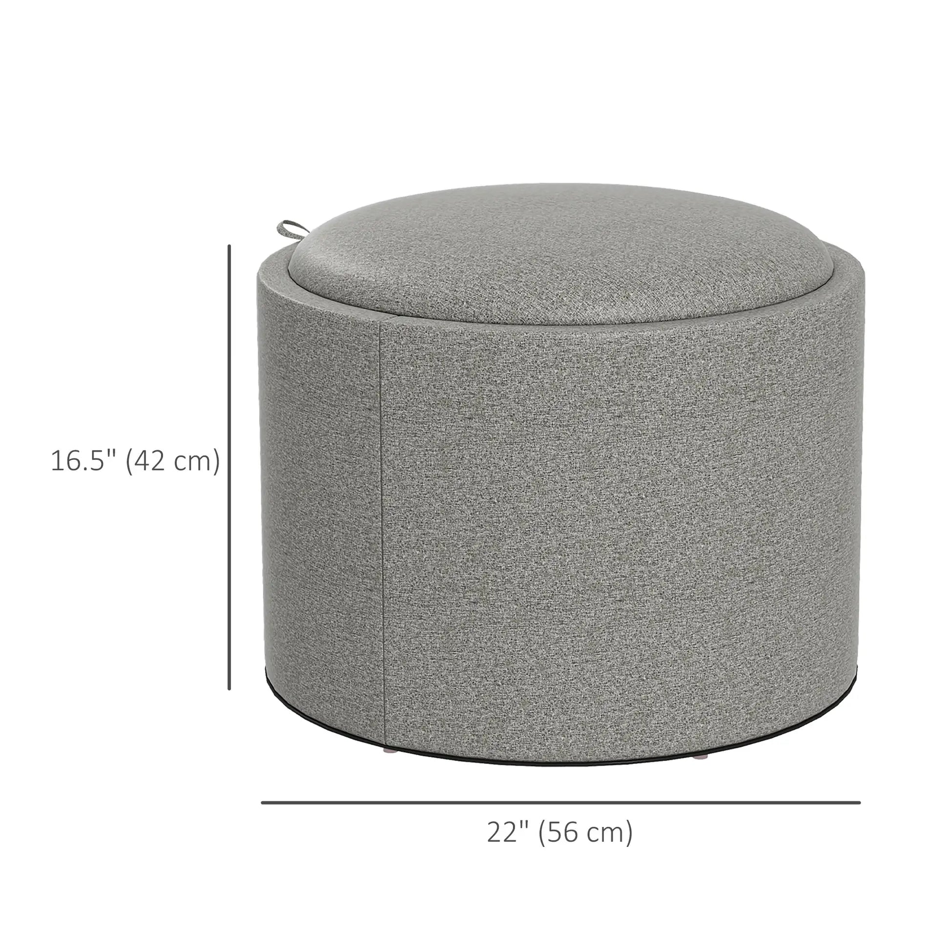 Round Coffee Table, Hidden Storage, Tray Top, Upholstered Footrest, Linen Coffee Tables at Gallery Canada