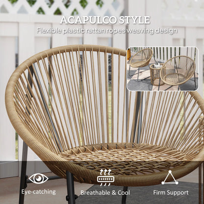 3 Piece Wicker Patio Set, 2 Chairs And Glass-Top Table, Natural Wood Bistro Sets at Gallery Canada