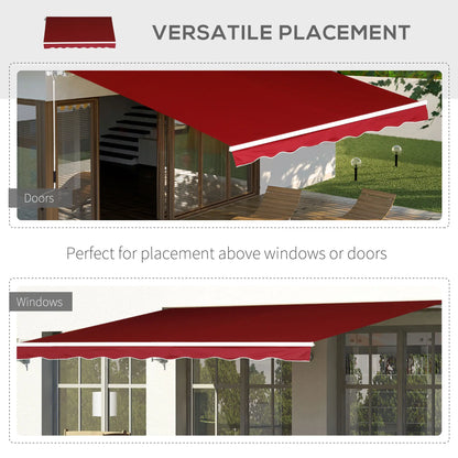 8'x7' Manual Retractable Patio Awning, Sun Shade, Wine Red Deck Awnings at Gallery Canada