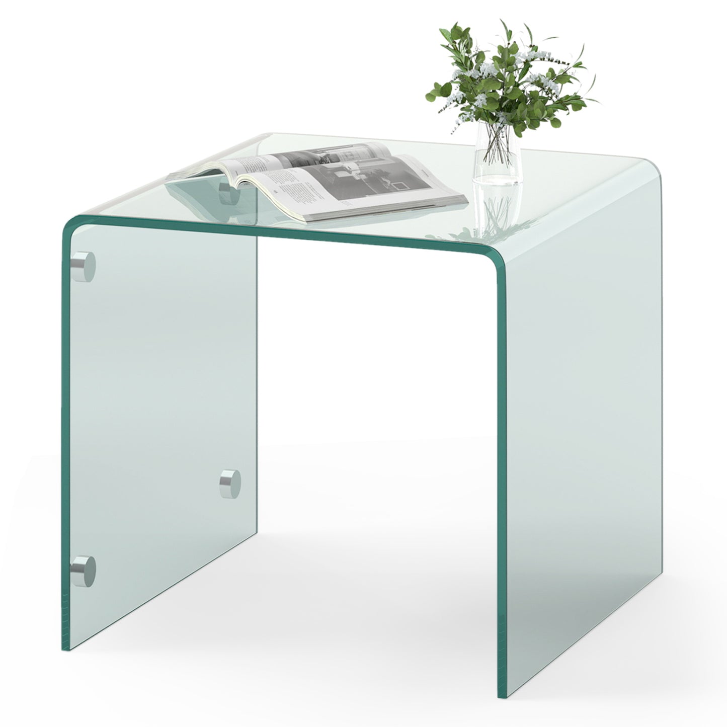 C-Shaped End Table, Tempered Glass Side Table With Shelf, Transparent End & Side Tables at Gallery Canada