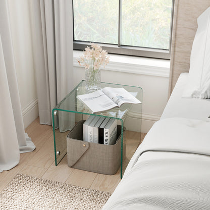 C-Shaped End Table, Tempered Glass Side Table With Shelf, Transparent End & Side Tables at Gallery Canada