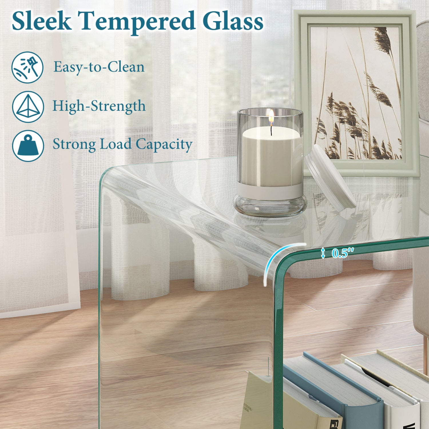 C-Shaped End Table, Tempered Glass Side Table With Shelf, Transparent End & Side Tables at Gallery Canada