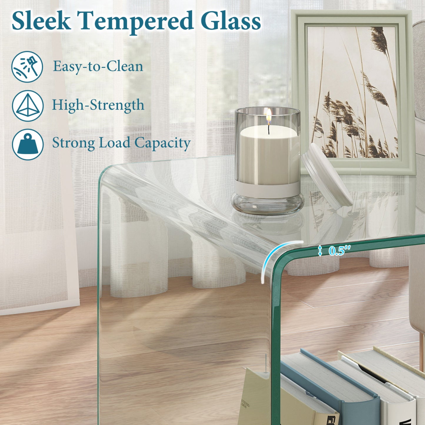 C-Shaped End Table, Tempered Glass Side Table With Shelf, Transparent End & Side Tables at Gallery Canada