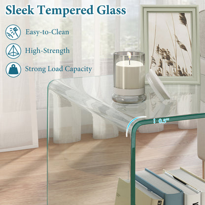 C-Shaped End Table, Tempered Glass Side Table With Shelf, Transparent End & Side Tables at Gallery Canada