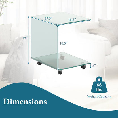 C-Shaped End Table, Tempered Glass Side Table With Shelf, Transparent End & Side Tables at Gallery Canada
