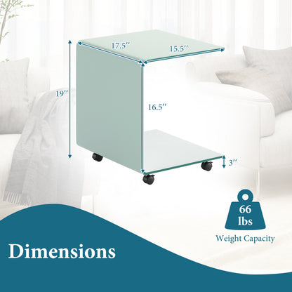 C-Shaped End Table Modern Tempered Glass Side Table with Shelf, White End & Side Tables at Gallery Canada