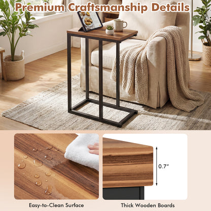C-Shaped End Table Small Side Table with Sturdy Metal Frame, Walnut End & Side Tables at Gallery Canada