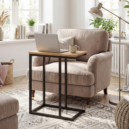 C-Shaped End Table Small Side Table with Sturdy Metal Frame, Natural End & Side Tables at Gallery Canada