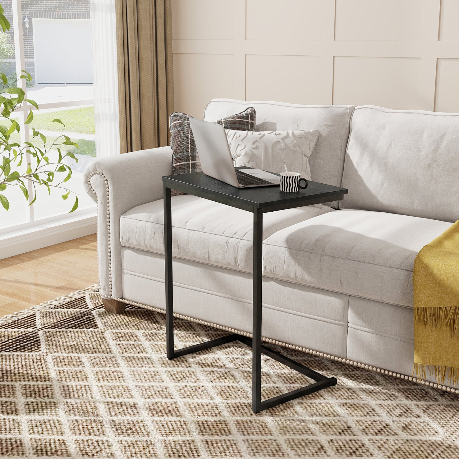 C-Shaped Side Table, Sofa Snack End Table, Black End & Side Tables at Gallery Canada