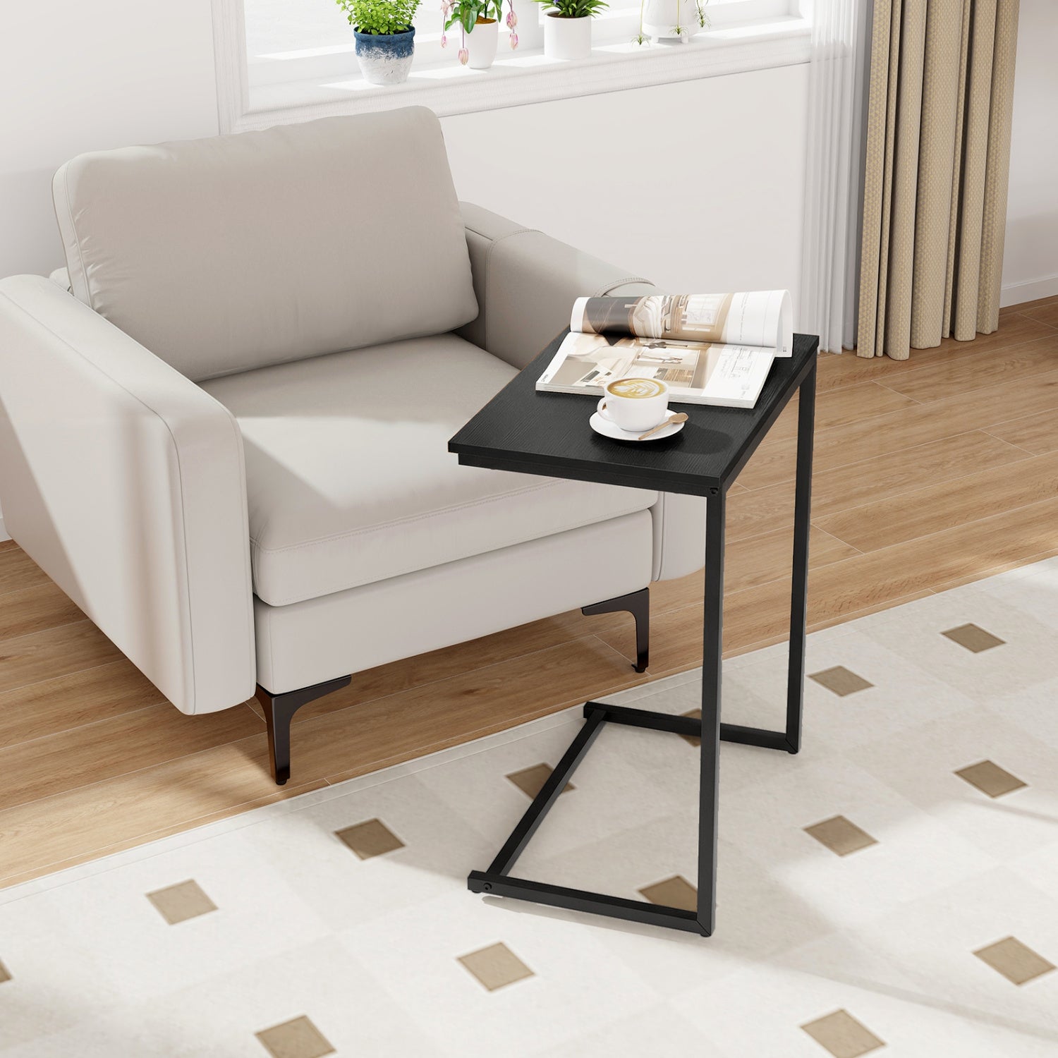 C-Shaped Side Table, Sofa Snack End Table, Black End & Side Tables at Gallery Canada