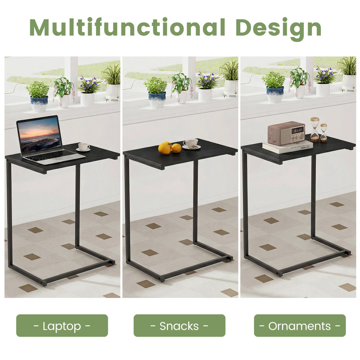 C-Shaped Side Table, Sofa Snack End Table, Black End & Side Tables at Gallery Canada