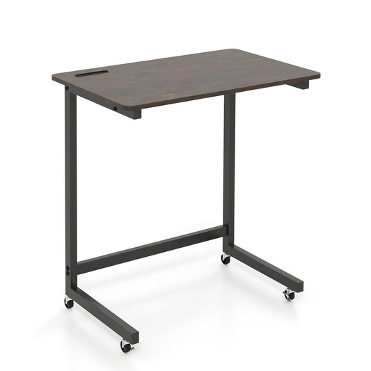 C-Shaped End Table With Wheels, Built-In Phone Slot, Rustic Brown End & Side Tables Rustic Brown at Gallery Canada