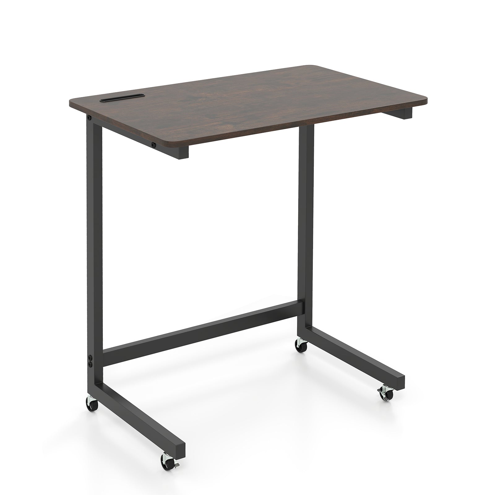 C-Shaped End Table With Wheels, Built-In Phone Slot, Rustic Brown End & Side Tables at Gallery Canada