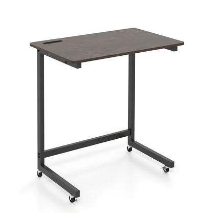 C-Shaped End Table With Wheels, Built-In Phone Slot, Rustic Brown End & Side Tables at Gallery Canada
